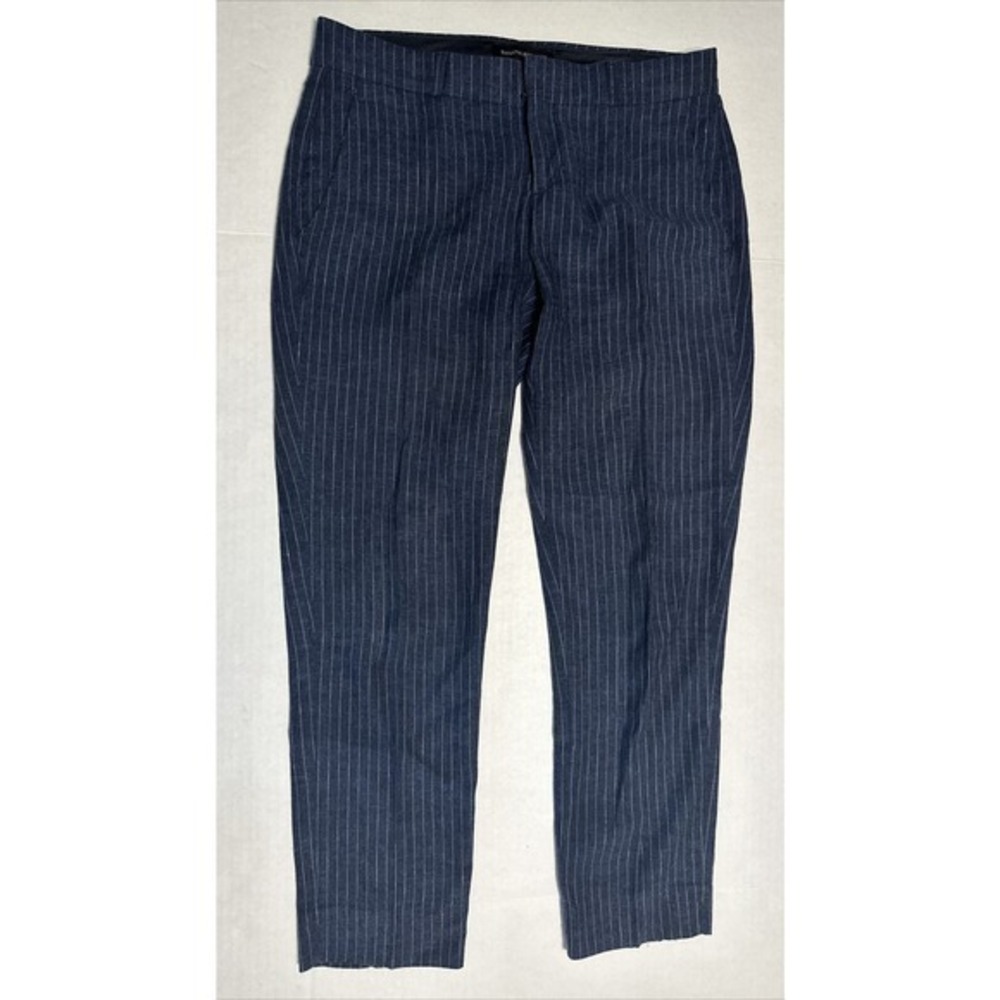 Banana Republic Factory Navy Blue white Ryan Pinstripe Straight Leg Pants Sz 00P